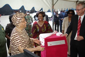 President Sirleaf at APM Terminals Liberia